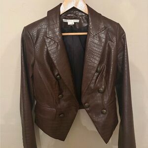 Veronica Beard Brown Croc-Embossed Blazer